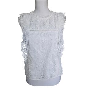 Banana Republic White Eyelet Blouse Size Medium
